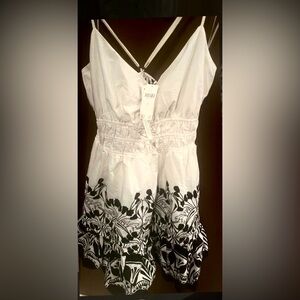 NWT ANTHROPOLOGIE’S SLEEVELESS SOMERSET MINI DRESS IN BLACK AND LIGHT CREAM HUE